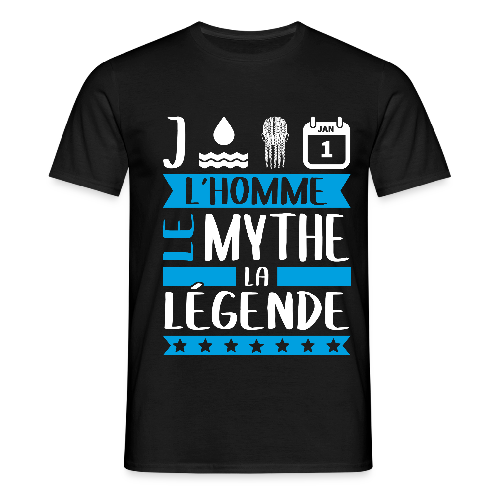 T-shirt homme Jonathan rébus – L’homme, le mythe, la légende - noir