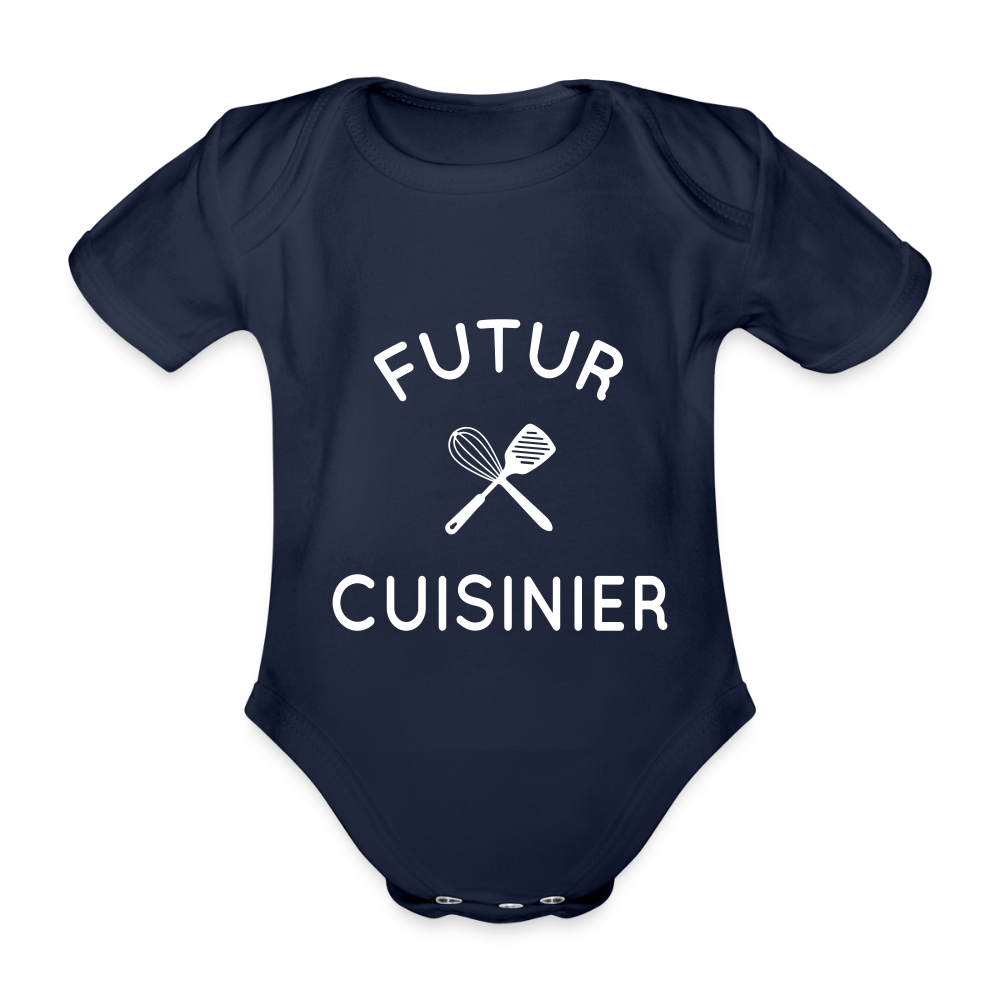 Body Bébé bio manches courtes - Futur cuisinier - marine foncé