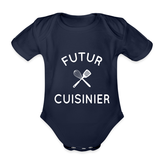 Body Bébé bio manches courtes - Futur cuisinier - marine foncé