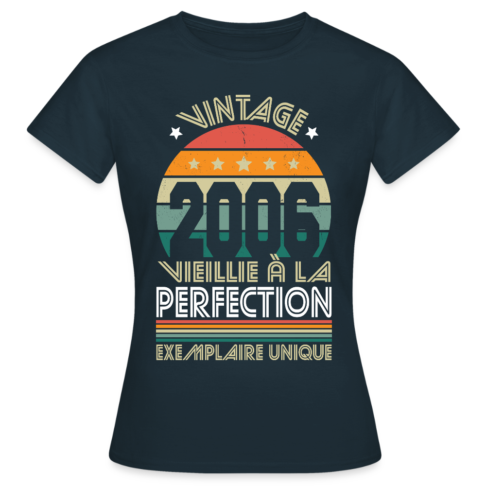 T-shirt anniversaire femme 20 ans – Vintage 2006 - Exemplaire unique - marine