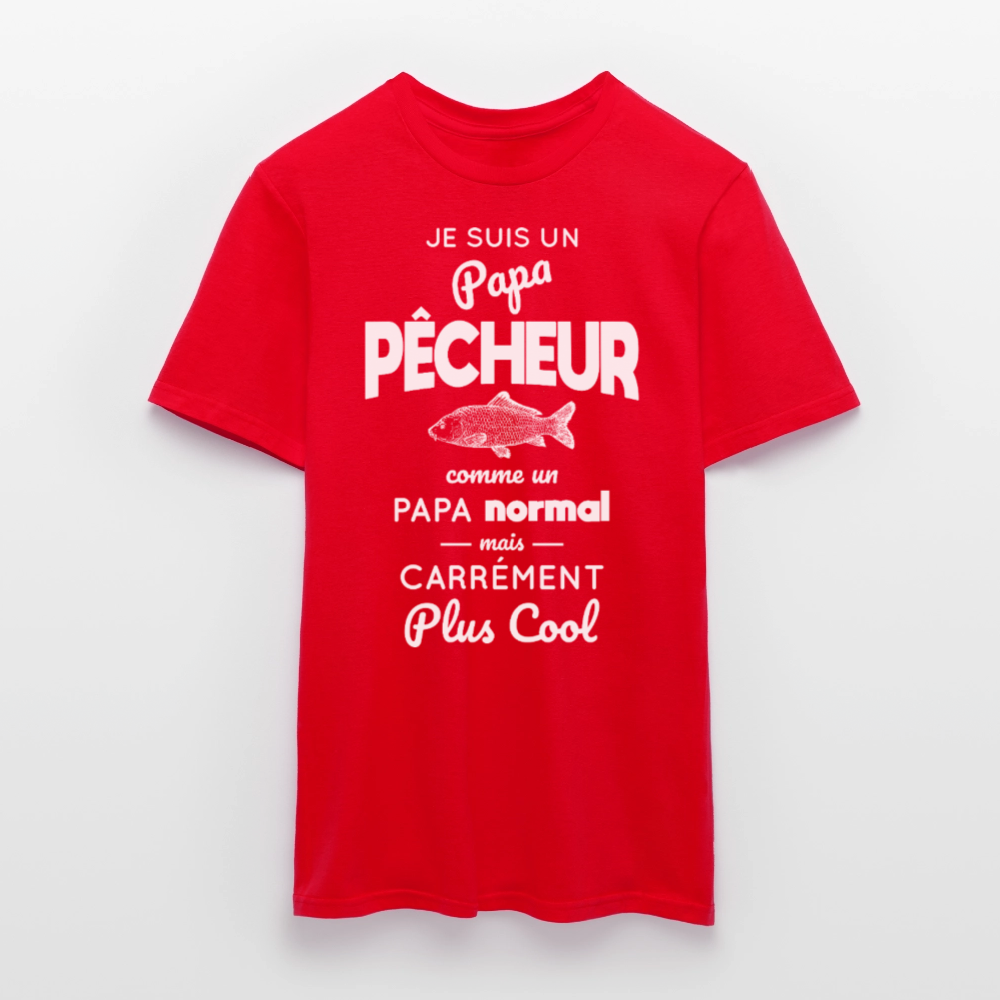 T-shirt Homme - Papa pêcheur plus cool - rouge