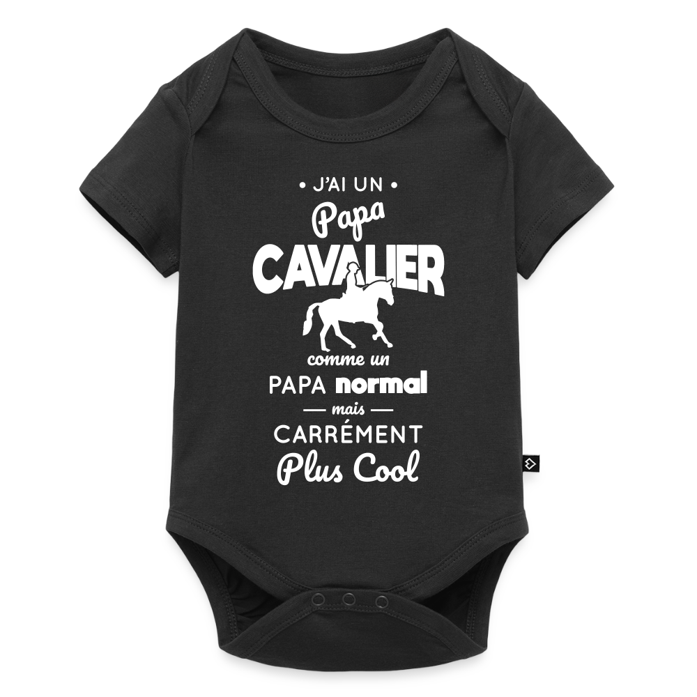 Body Bébé bio manches courtes - J'ai un papa cavalier - noir