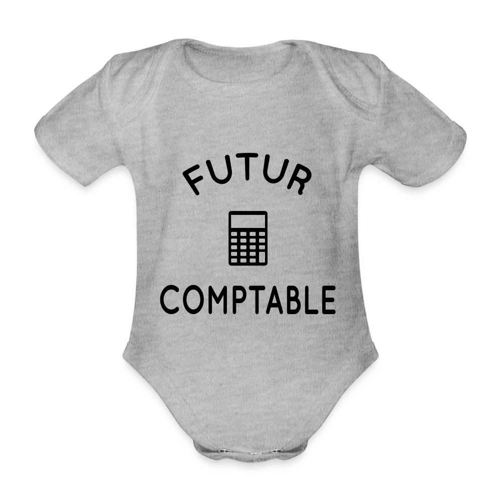 Body Bébé bio manches courtes - Futur comptable - gris chiné
