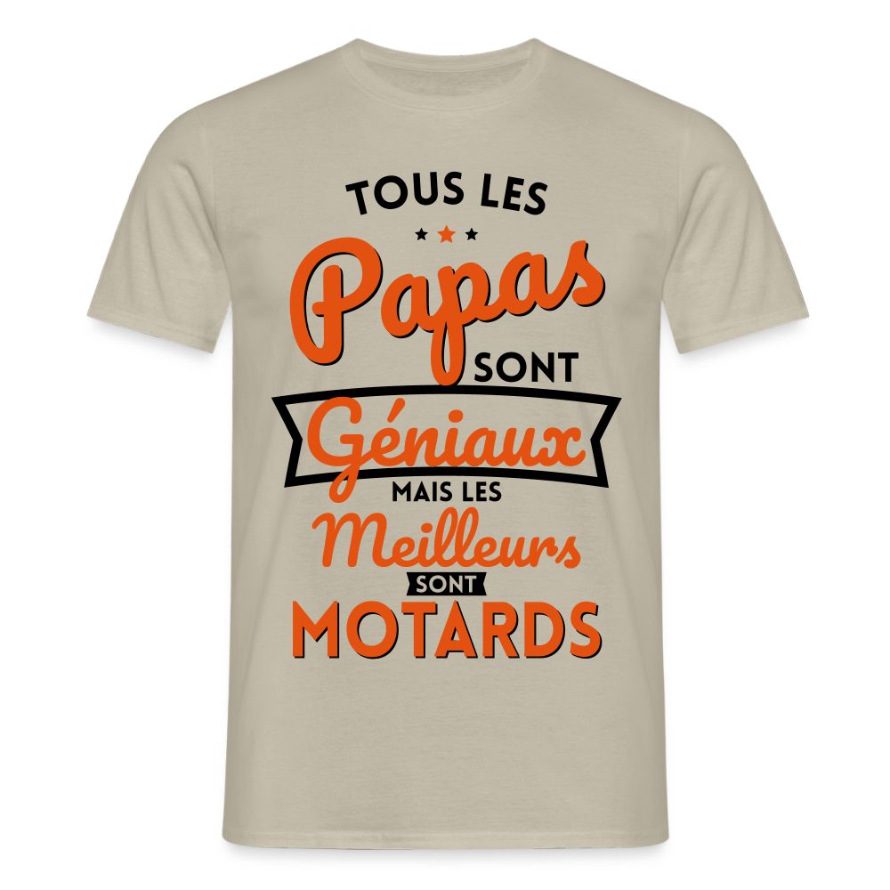 T-shirt Homme - Papas géniaux - Les meilleurs sont motards - beige sable