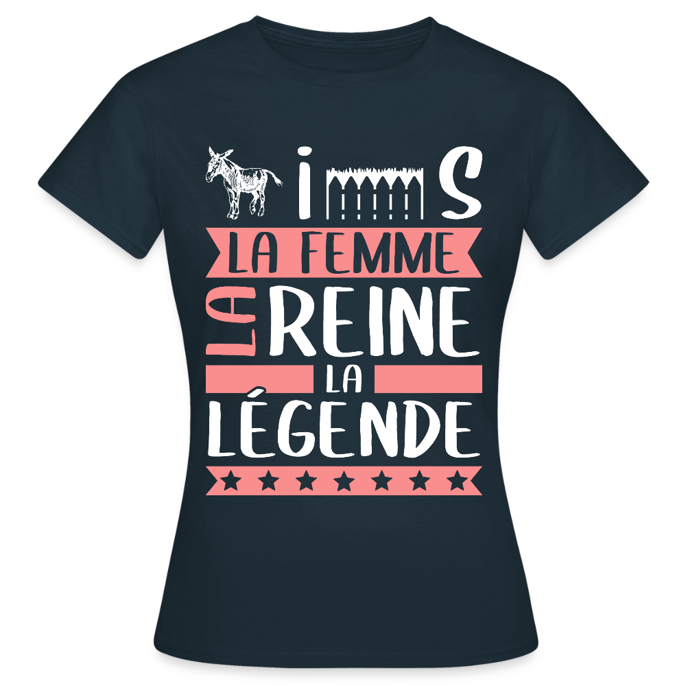 T-shirt femme Agnès rébus – La femme, la reine, la légende - marine