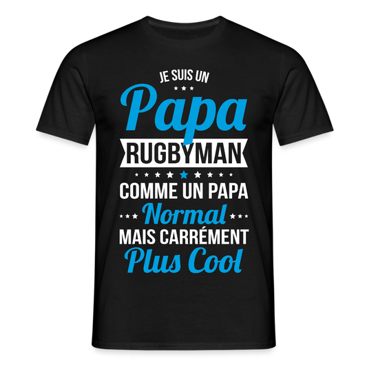 T-shirt Homme - Papa rugbyman plus cool - noir