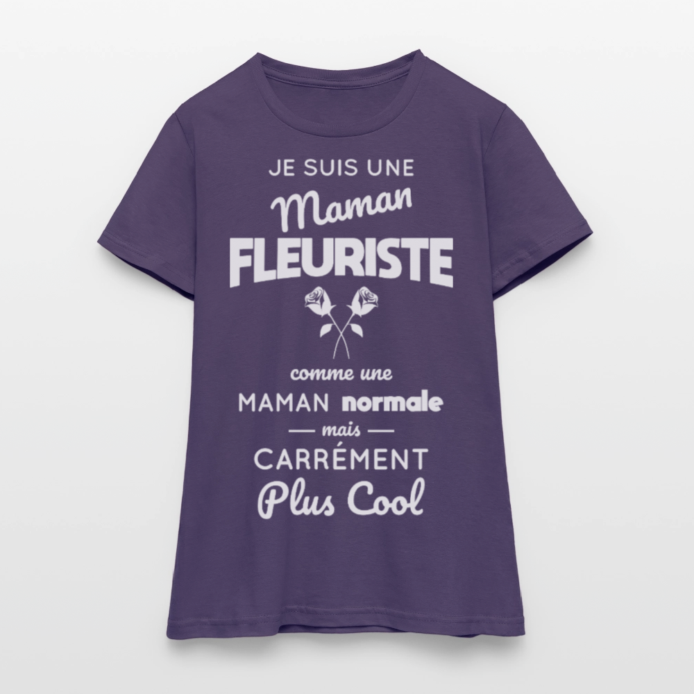 T-shirt Femme - Maman fleuriste plus cool - violet foncé