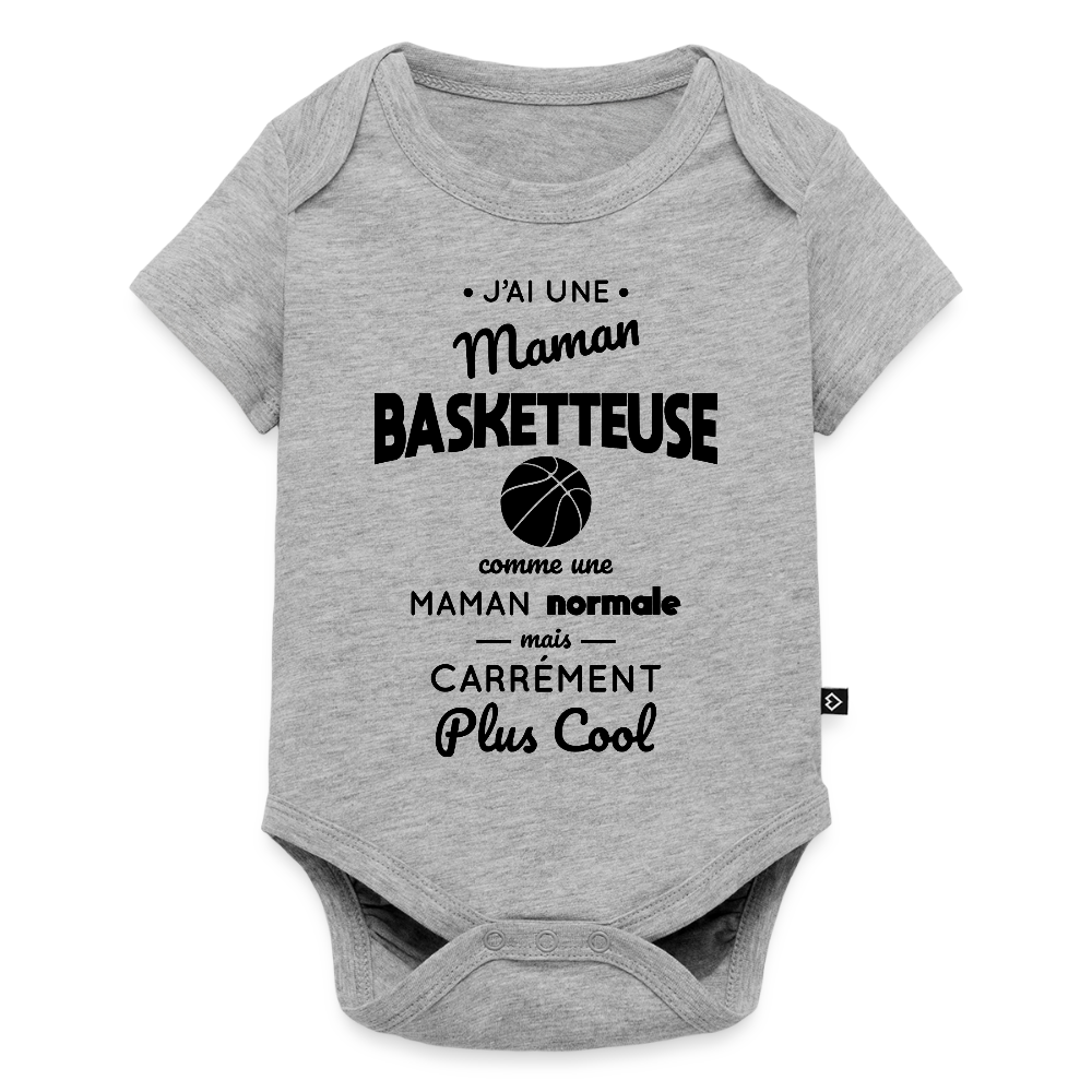 Body Bébé bio manches courtes - J'ai une maman basketteuse - gris chiné