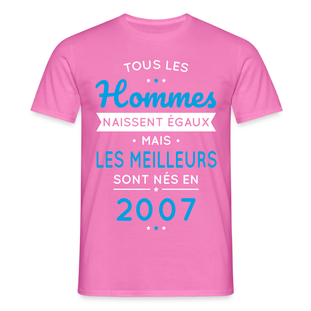 T-shirt Homme - Anniversaire 18 Ans - Les meilleurs sont nés en 2007 - rose