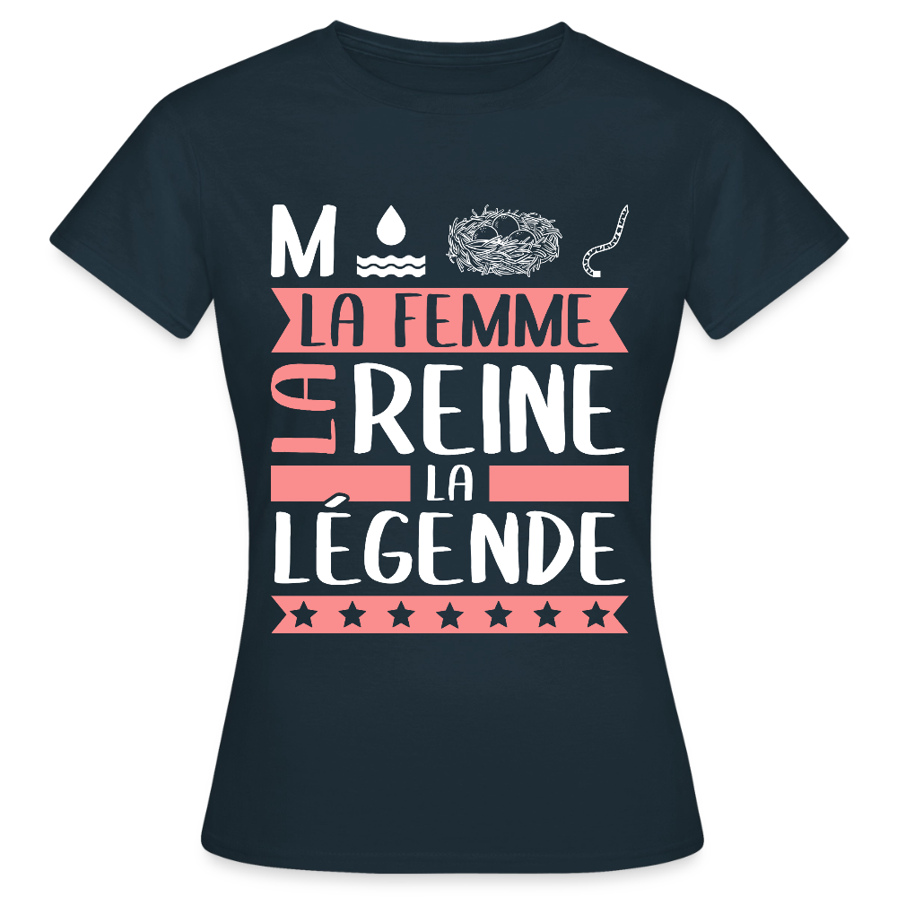 T-shirt femme Monique rébus – La femme, la reine, la légende - marine