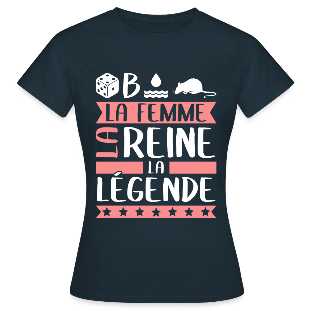 T-shirt femme Déborah rébus – La femme, la reine, la légende - marine