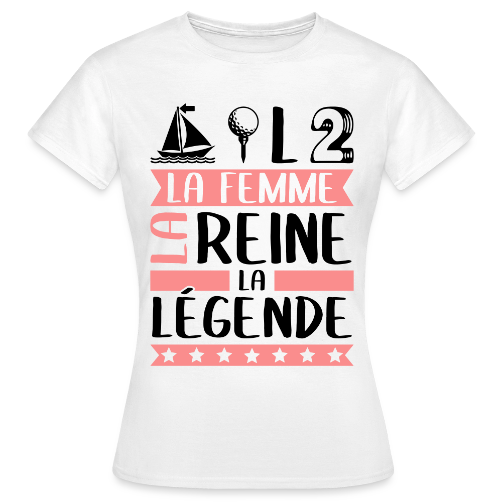 T-shirt femme coloris clair Mathilde rébus – La femme, la reine, la légende - blanc