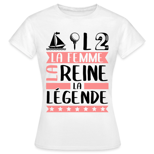 T-shirt femme coloris clair Mathilde rébus – La femme, la reine, la légende - blanc