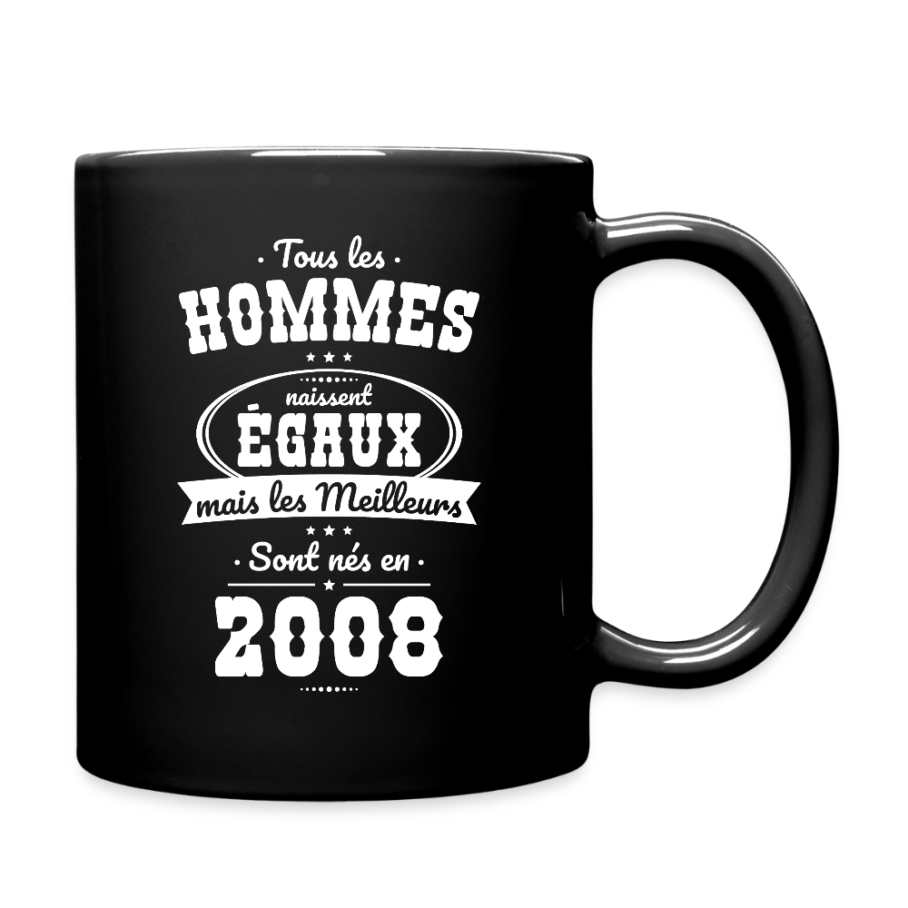 Mug uni anniversaire homme 18 ans – Les meilleurs sont nés en 2008 - noir