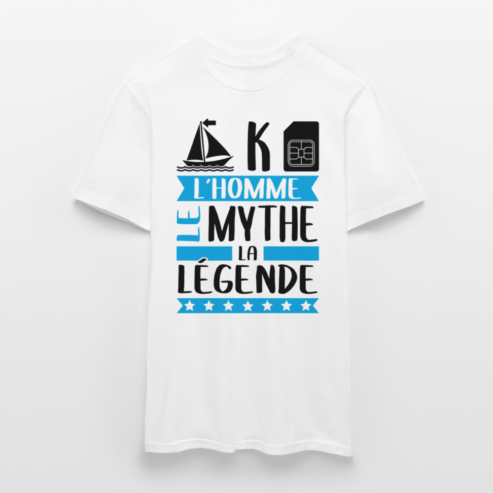 T-shirt homme coloris clair Maxime en rébus – L’homme, le mythe, la légende - blanc