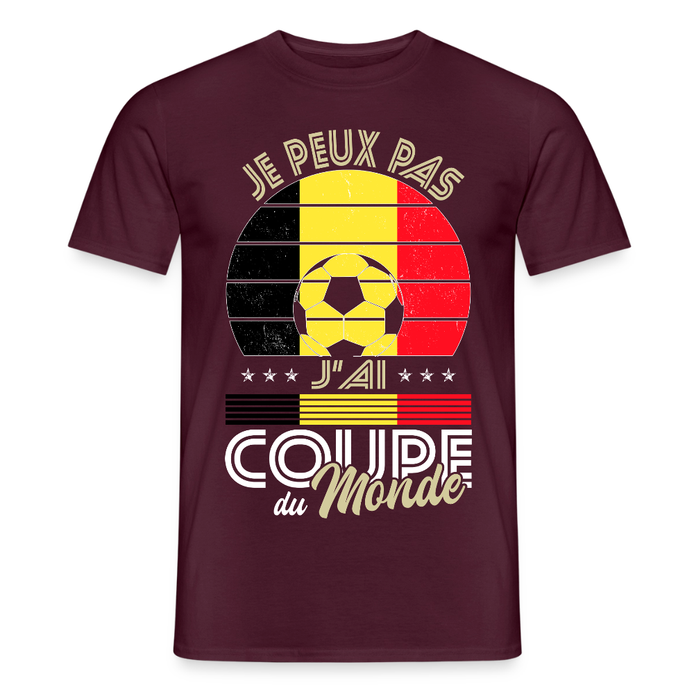 T-shirt Homme - Je peux pas j'ai Coupe du Monde - Belgique - rouge brique