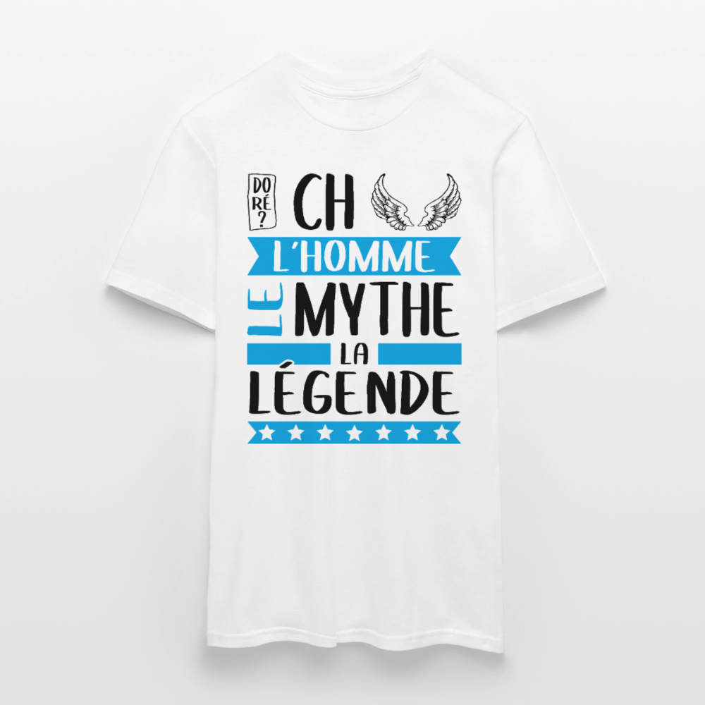 T-shirt homme coloris clair Michel en rébus – L’homme, le mythe, la légende - blanc
