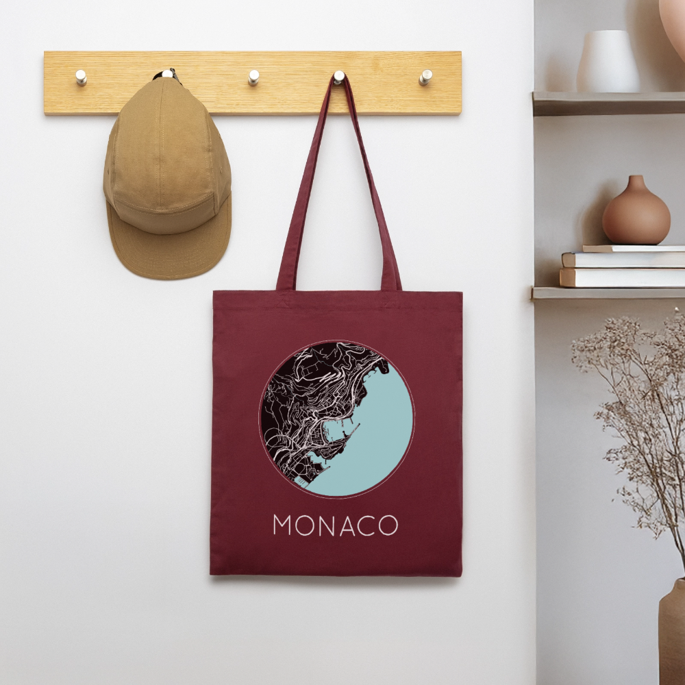 Tote Bag Monaco Bio – Plan de Monaco - bordeaux