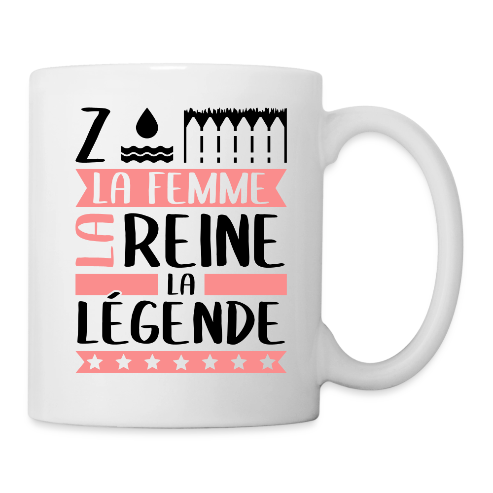 Mug blanc Zoé rébus – La femme, la reine, la légende - blanc