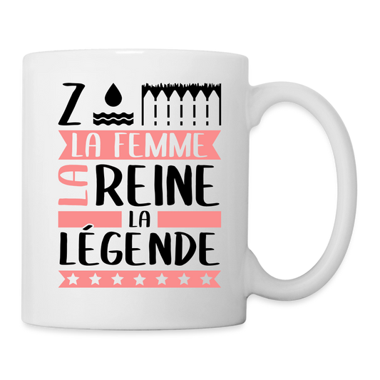 Mug blanc Zoé rébus – La femme, la reine, la légende - blanc