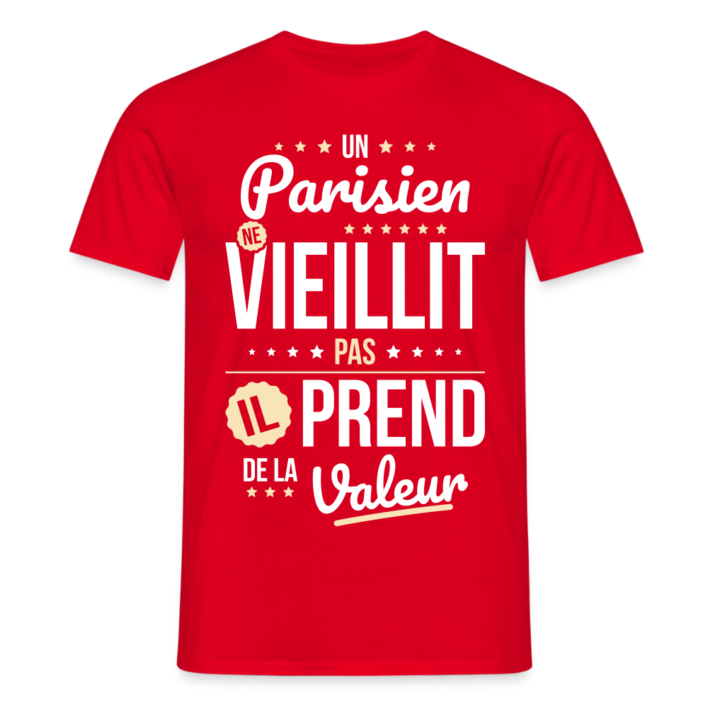 T-shirt Homme -  Un Parisien ne vieillit pas - rouge