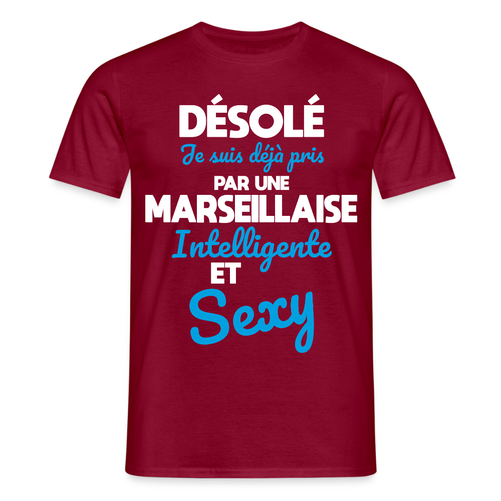 T-shirt Homme -  Je suis déjà pris par une Marseillaise intelligente et sexy - rouge brique
