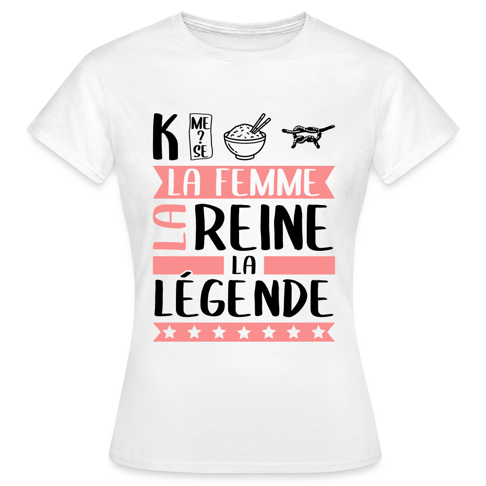 T-shirt femme coloris clair Catherine en rébus – La femme, la reine, la légende - blanc