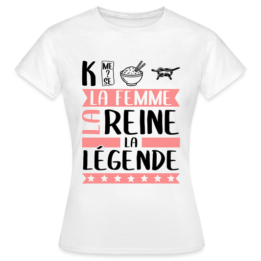 T-shirt femme coloris clair Catherine en rébus – La femme, la reine, la légende - blanc