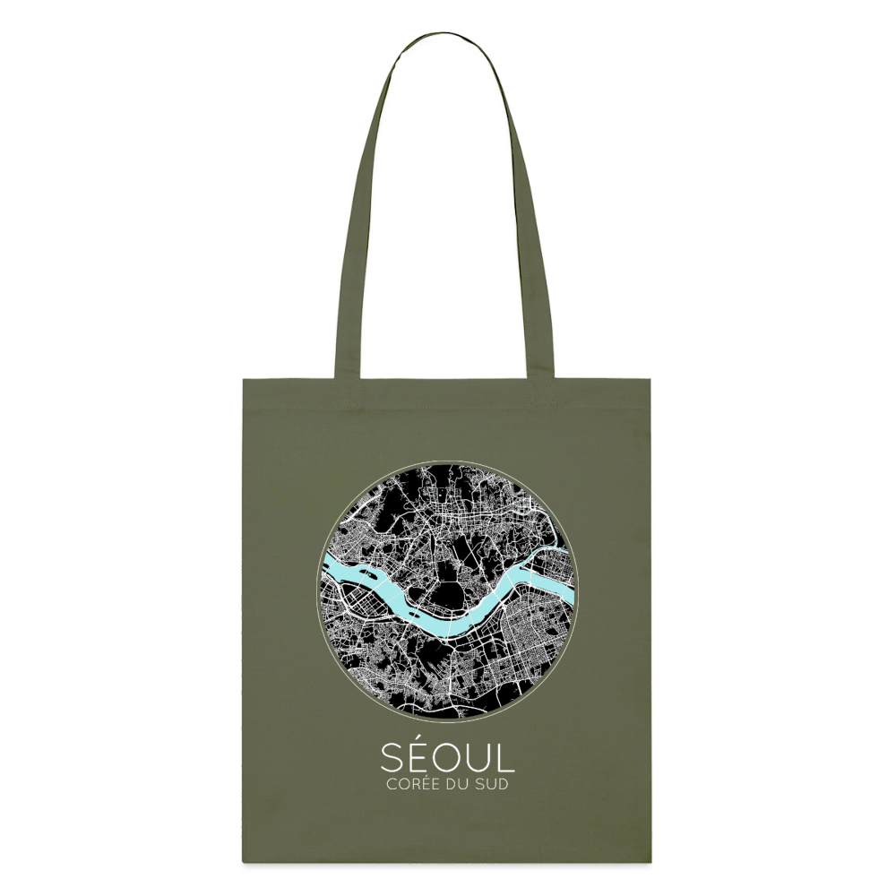 Tote Bag Séoul Bio – Plan de Séoul - kaki