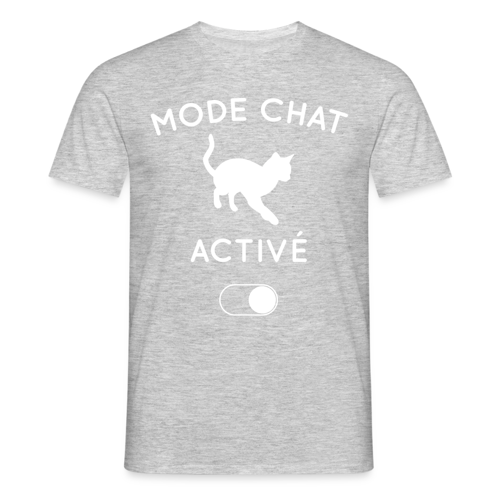 T-shirt Homme - Mode chat activé - gris chiné