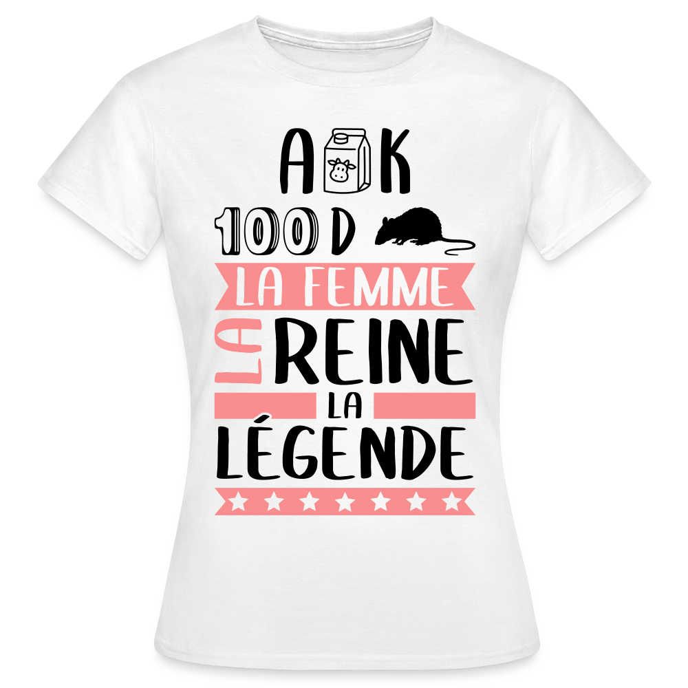 T-shirt femme coloris clair Alexandra rébus – La femme, la reine, la légende - blanc