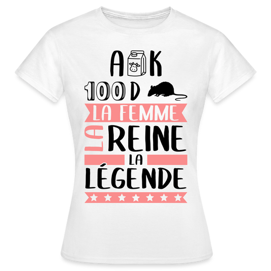 T-shirt femme coloris clair Alexandra rébus – La femme, la reine, la légende - blanc