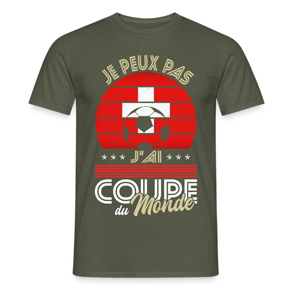 T-shirt Homme - Je peux pas j'ai Coupe du Monde - Suisse - vert militaire