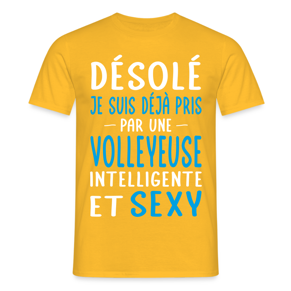 T-shirt Homme - Je suis pris par une volleyeuse intelligente et sexy - jaune