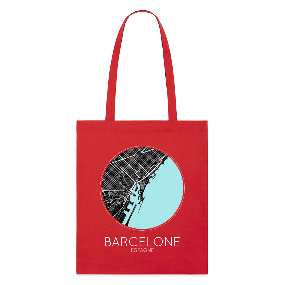 Tote Bag Barcelone Bio – Plan de Barcelone - rouge