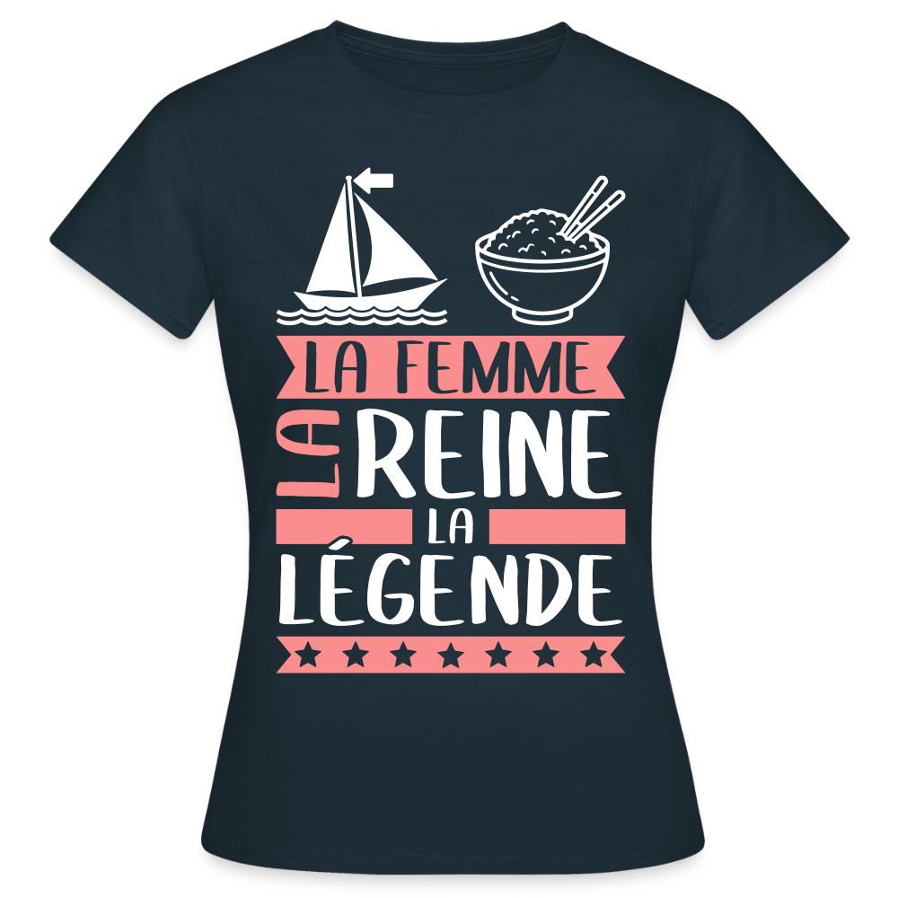 T-shirt femme Marie rébus – La femme, la reine, la légende - marine