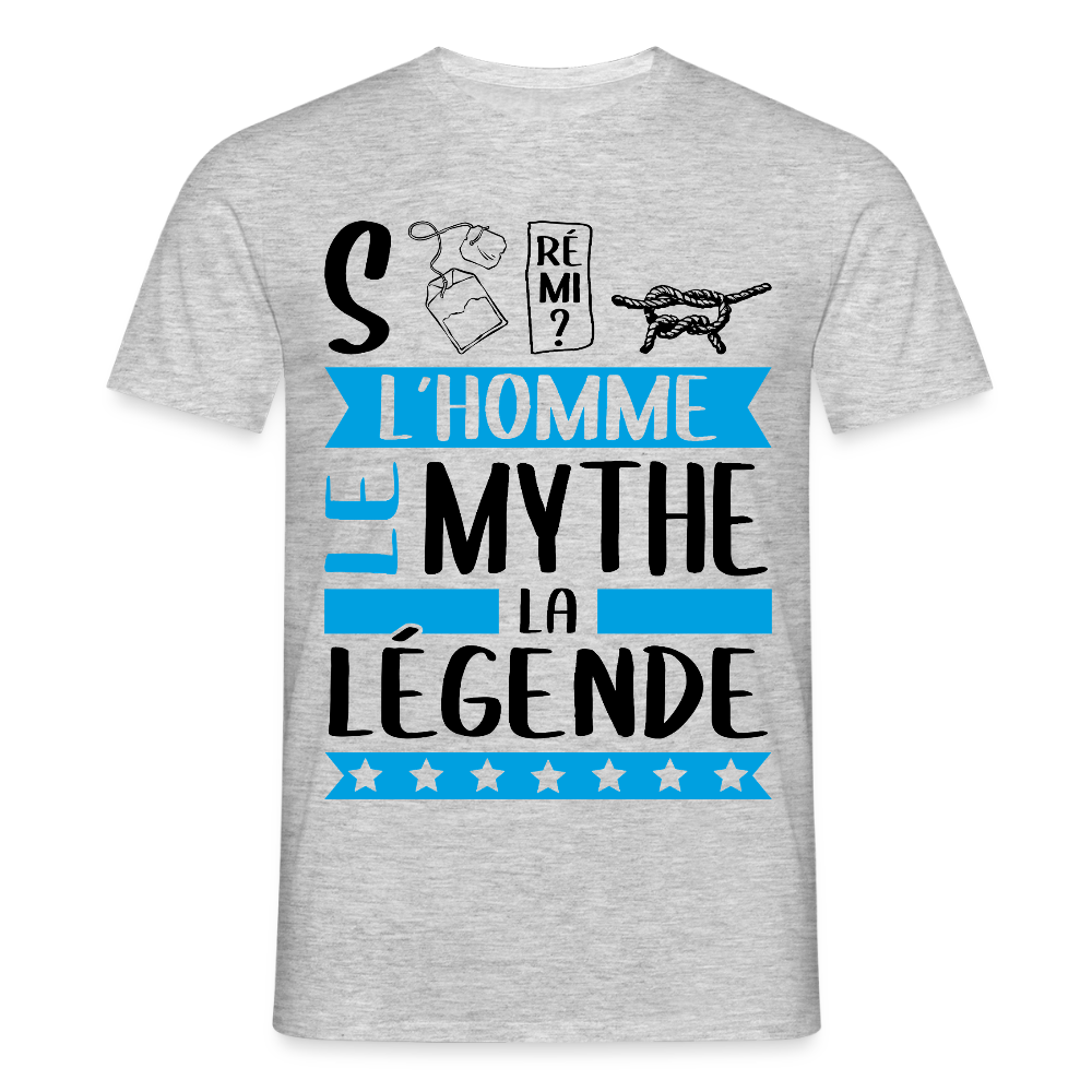T-shirt homme coloris clair Stéphane en rébus – L’homme, le mythe, la légende - gris chiné