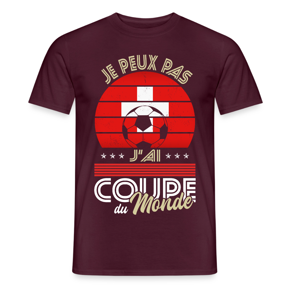 T-shirt Homme - Je peux pas j'ai Coupe du Monde - Suisse - rouge brique