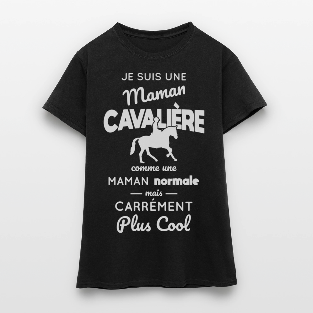 T-shirt Femme - Maman cavalière plus cool - noir