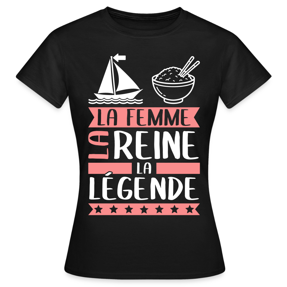 T-shirt femme Marie rébus – La femme, la reine, la légende - noir