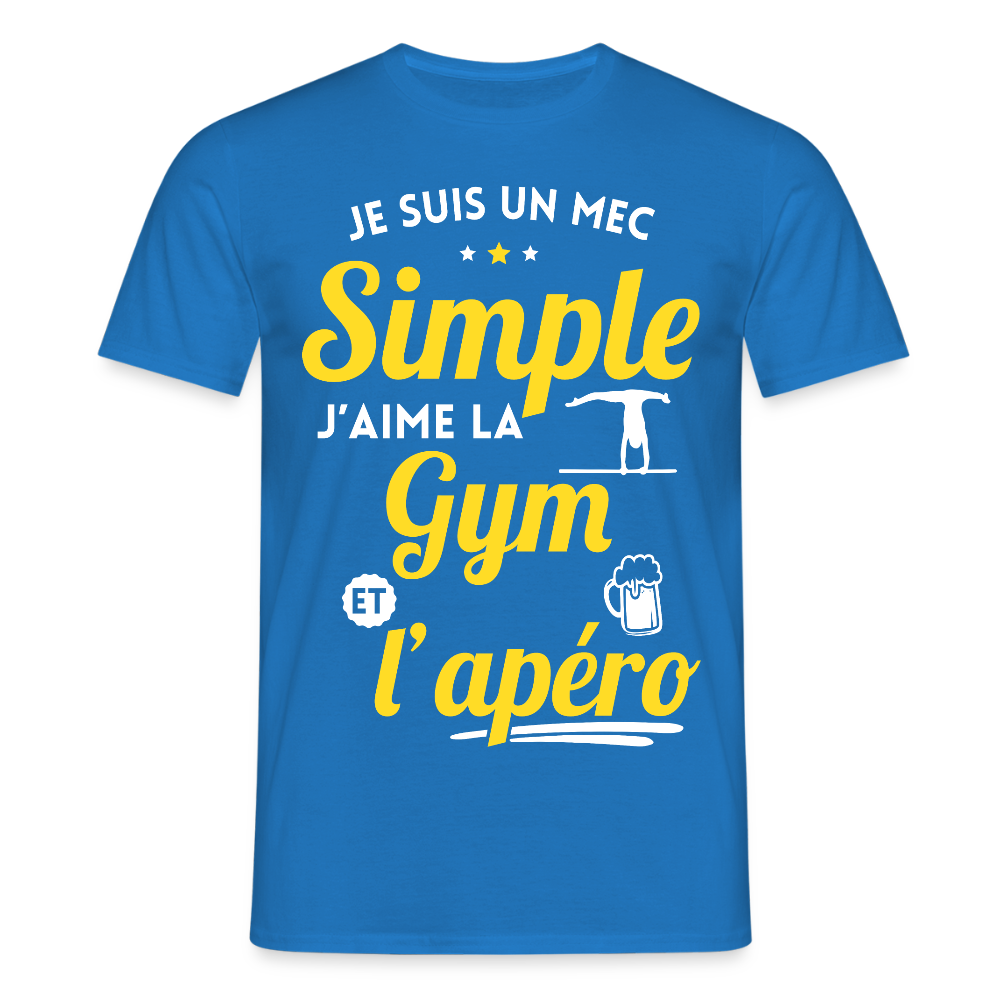 T-shirt Homme - J'aime la gym et l'apéro - bleu royal