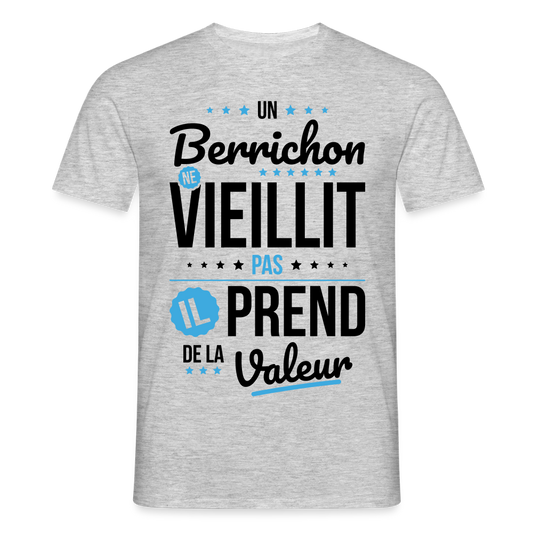 T-shirt Homme - Un Berrichon ne vieillit pas - gris chiné