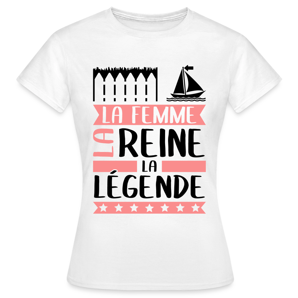 T-shirt femme coloris clair Emma rébus – La femme, la reine, la légende - blanc