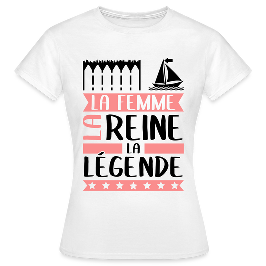 T-shirt femme coloris clair Emma rébus – La femme, la reine, la légende - blanc