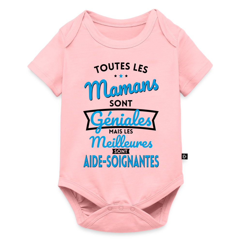 Body Bébé bio manches courtes - Mamans géniales - Meilleures sont aide-soignantes - rose