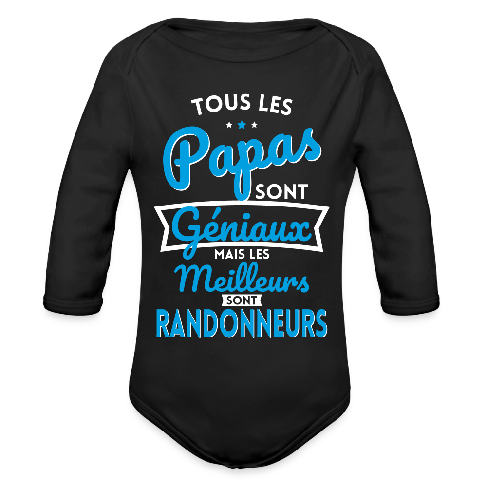 Body Bébé bio manches longues - Papas géniaux - Les meilleurs sont randonneurs - noir