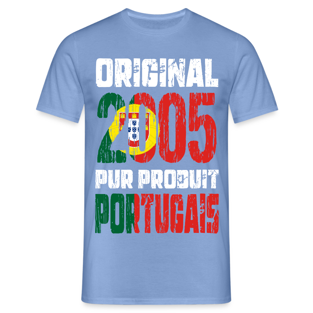 T-shirt Homme - Anniversaire 20 Ans - Original 2005 - Pur produit Portugais - carolina blue