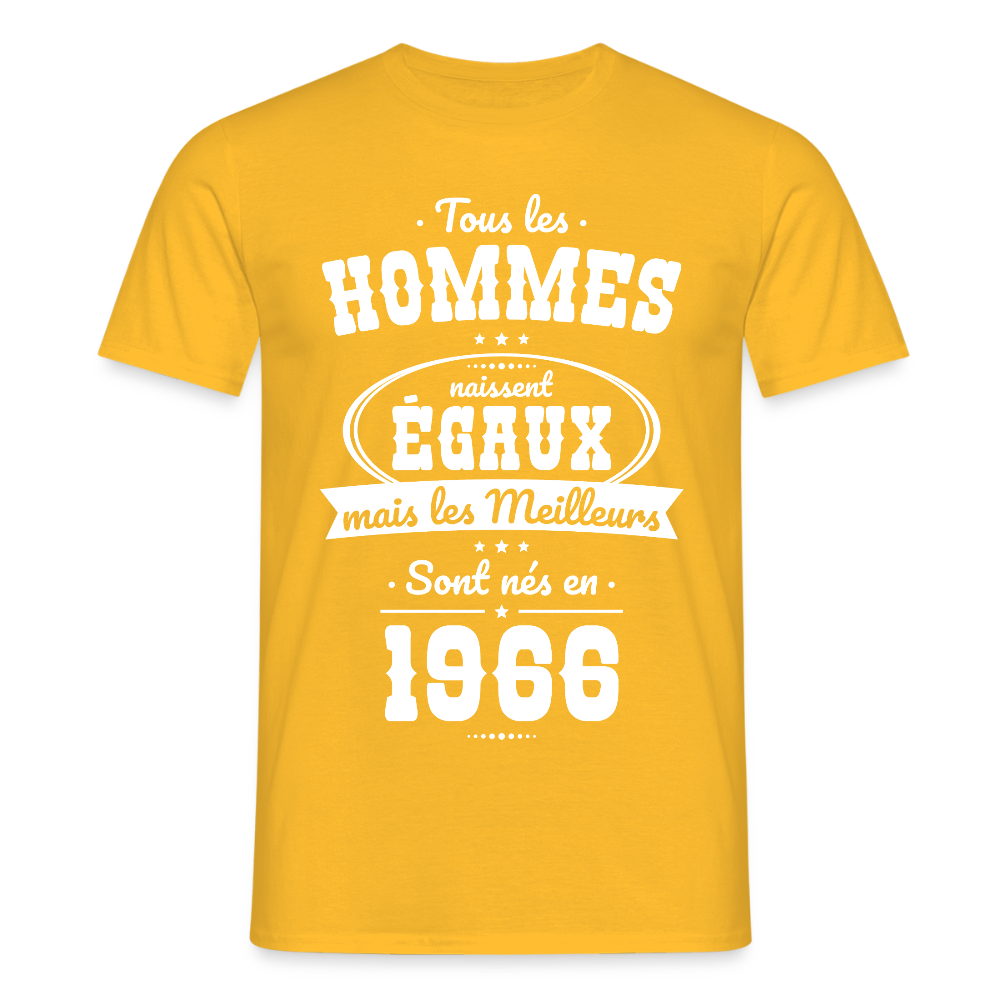 T-shirt anniversaire homme 60 ans – Les meilleurs sont nés en 1966 - jaune