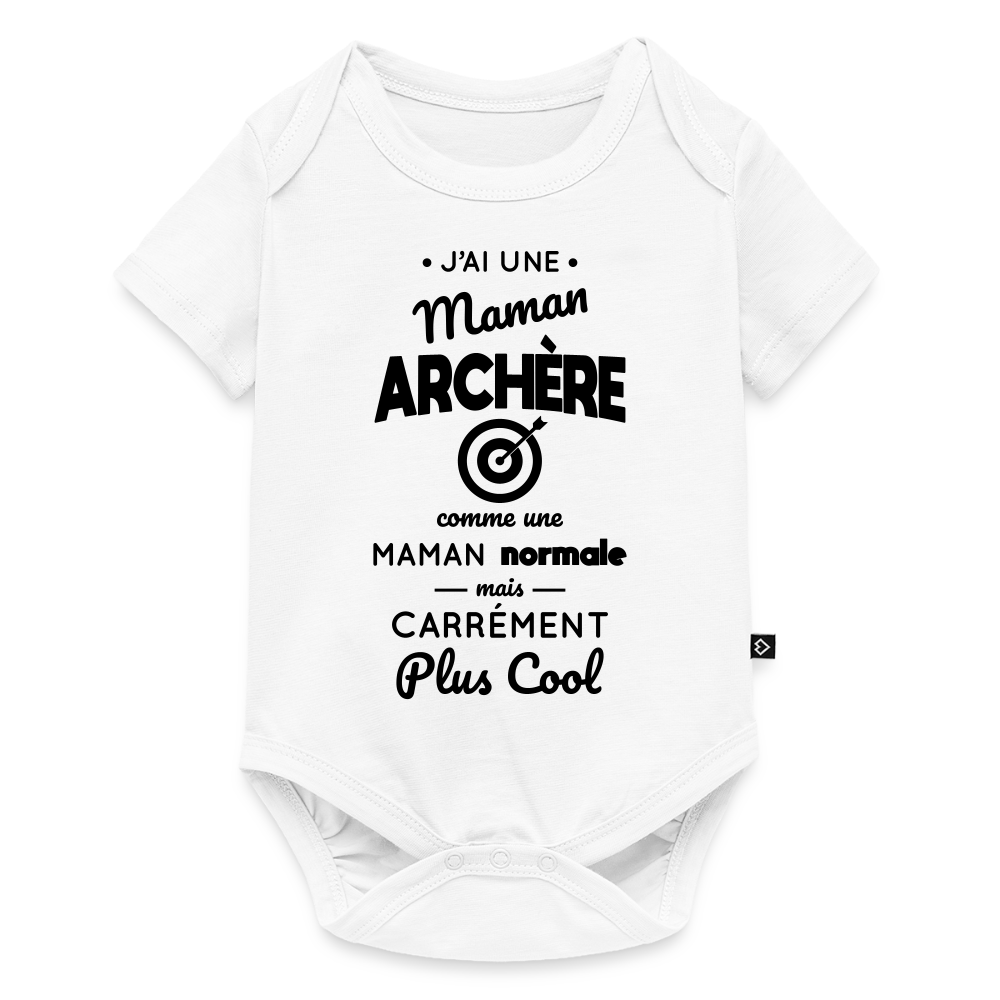 Body Bébé bio manches courtes - J'ai une maman archère - blanc