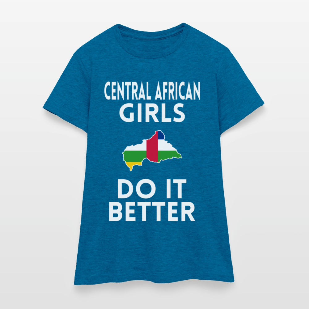T-shirt femme - Central African Girls Do It Better - bleu saphir antique chiné
